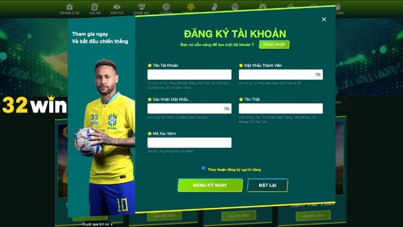 Hướng dẫn các bước đăng ký 32WIN dễ hiểu